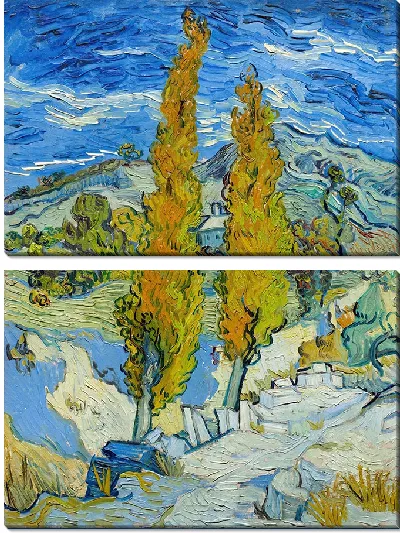 Картина Два тополя в Альпийских Альпах близ Сен-Реми