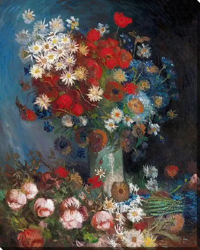 Картина Натюрморт с луговыми цветами и розами