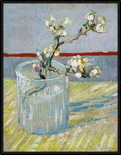 Картина Веточка цветущего миндаля в стакане