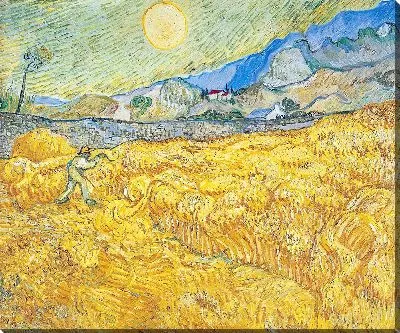 Картина Пшеничное поле за госпиталем Святого Павла со жнецом