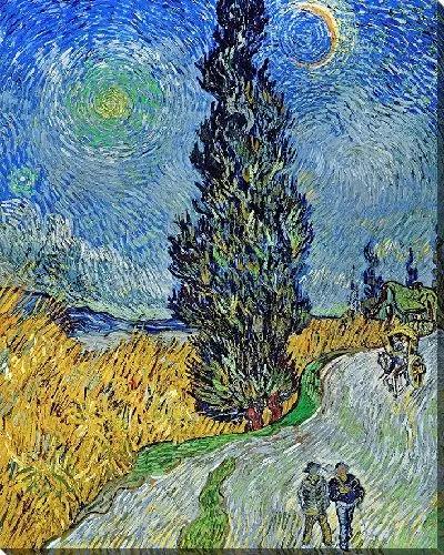 Картина Проселочная дорога в Провансе ночью