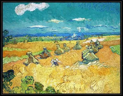 Картина Пшеничные поля с жаткой, Овер