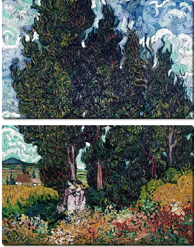 Картина Кипарисы с двумя фигурами