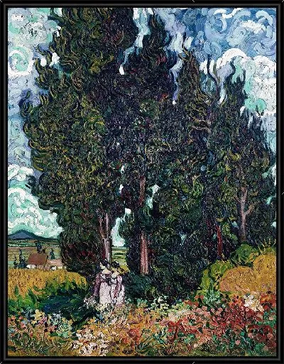 Картина Кипарисы с двумя фигурами