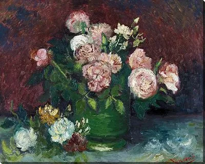 Розы и пионы