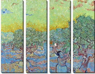 Картина Оливковая роща с двумя сборщиками оливок