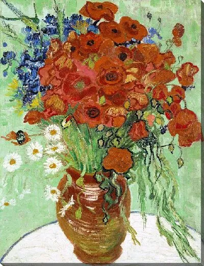 Картина Ваза с ромашками и маками