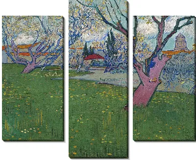 Картина Цветущие фруктовые сады, вид на Арль