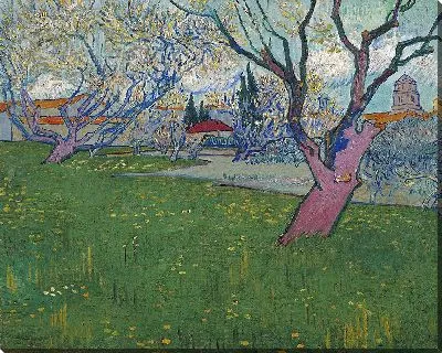 Картина Цветущие фруктовые сады, вид на Арль