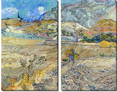 Картина Пейзаж в Сен-Реми (Огороженное поле с крестьянином)