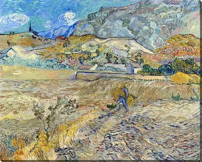 Картина Пейзаж в Сен-Реми (Огороженное поле с крестьянином)