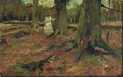 Картина Девушка в лесу