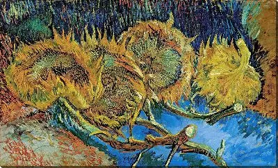 Картина Четыре подсолнуха пошли в семена