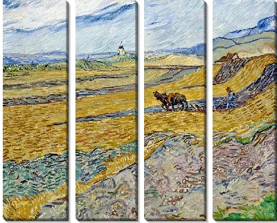 Картина Огороженное поле с пахарем