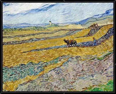 Картина Огороженное поле с пахарем