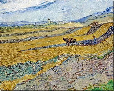 Картина Огороженное поле с пахарем