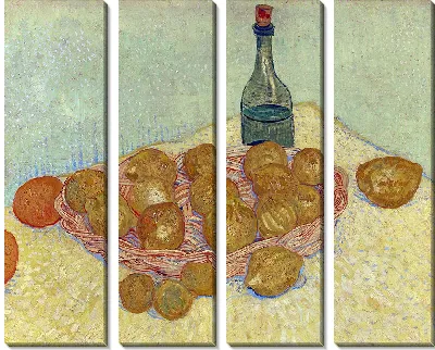 Корзина лимонов и бутылка