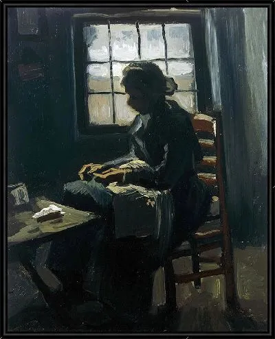 Картина Женщина шьёт