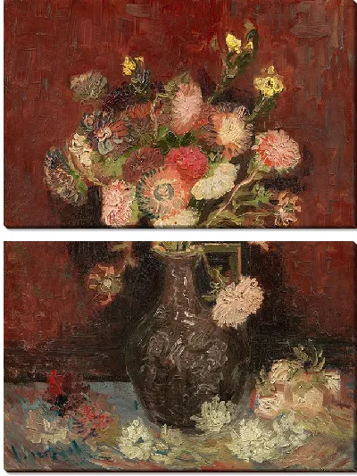 Картина Ваза с китайскими астрами и гладиолусами