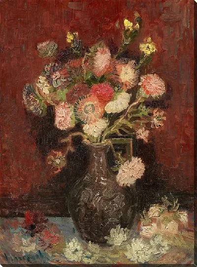 Картина Ваза с китайскими астрами и гладиолусами