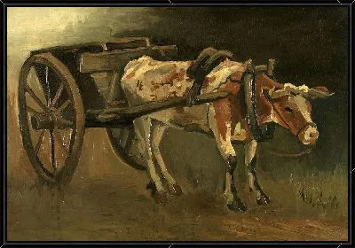 Картина Повозка, запряженная волами