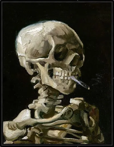 Картина Голова скелета с горящей сигаретой