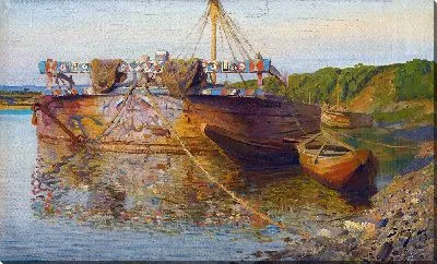 Картина Баржа на реке Оке (1897)