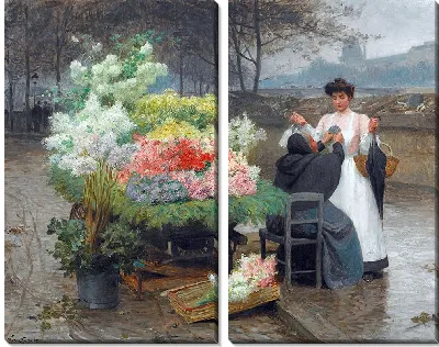 Картина Цветочное болото на набережной Парижа, около 1890 года.