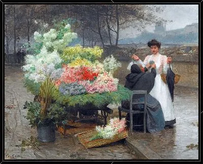 Цветочное болото на набережной Парижа, около 1890 года.