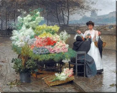 Цветочное болото на набережной Парижа, около 1890 года.