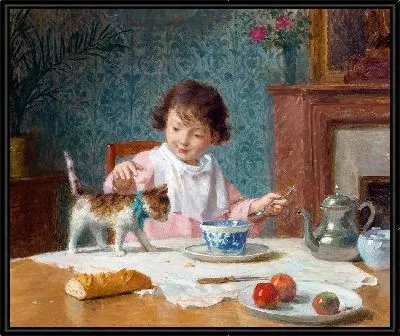 Картина Девочка с котом