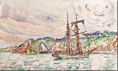 Картина Корабли у реки Трие (1925 г.)