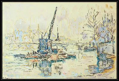 Картина Париж, Сена на набережной Малакэ (журавль) (1910)