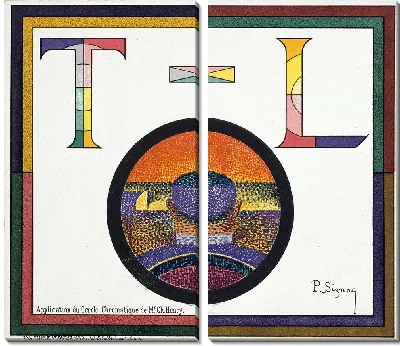 Картина Применение хроматического круга Чарльза Генри; Афиша Театр-Либре от 31 января 1889 г. (1889 г.)