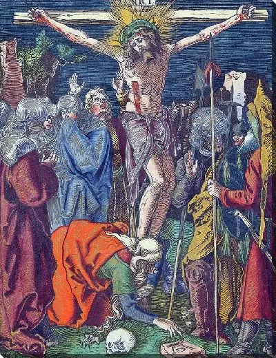 Картина Распятие, из небольшой гравюры на дереве «Страсти Христовы»