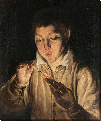 Картина Мальчик раздувает уголек