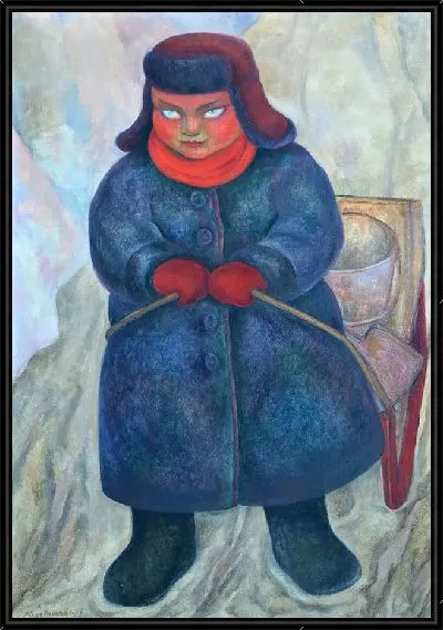 Картина Русский мальчик с санками