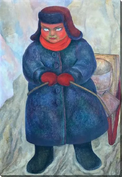 Картина Русский мальчик с санками