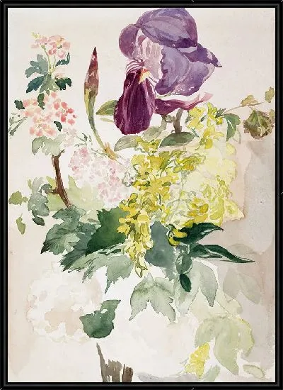 Картина Цветочная композиция с ирисом, бобовником и геранью, 1880 г.