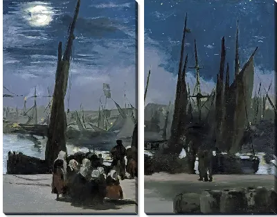 Картина Лунный свет над портом Булони, 1869 г.