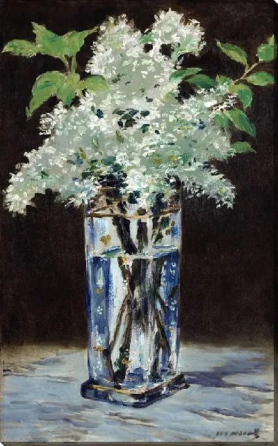 Картина Белая сирень в хрустальной вазе