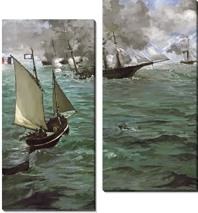 Картина Битва между авианосцами U.S.S. Kearsarge и C.S.S. Alabama