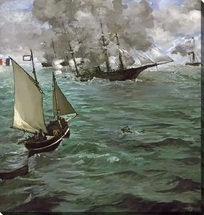 Картина Битва между авианосцами U.S.S. Kearsarge и C.S.S. Alabama