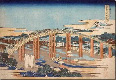 Картина Мост Яхаги в Окадзаки на реке Токайдо