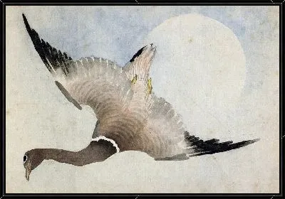 Картина Гусь летит на фоне луны