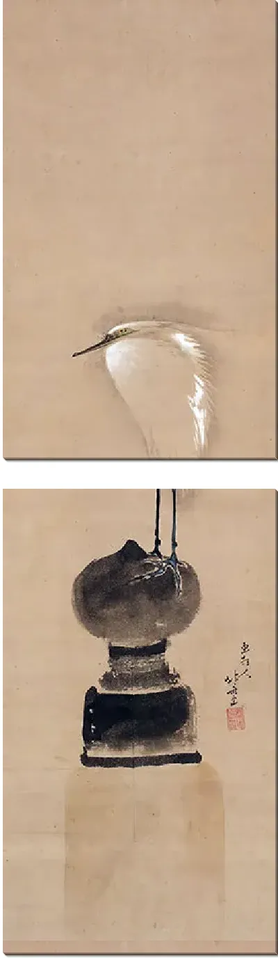 Картина Цапля на столбе моста