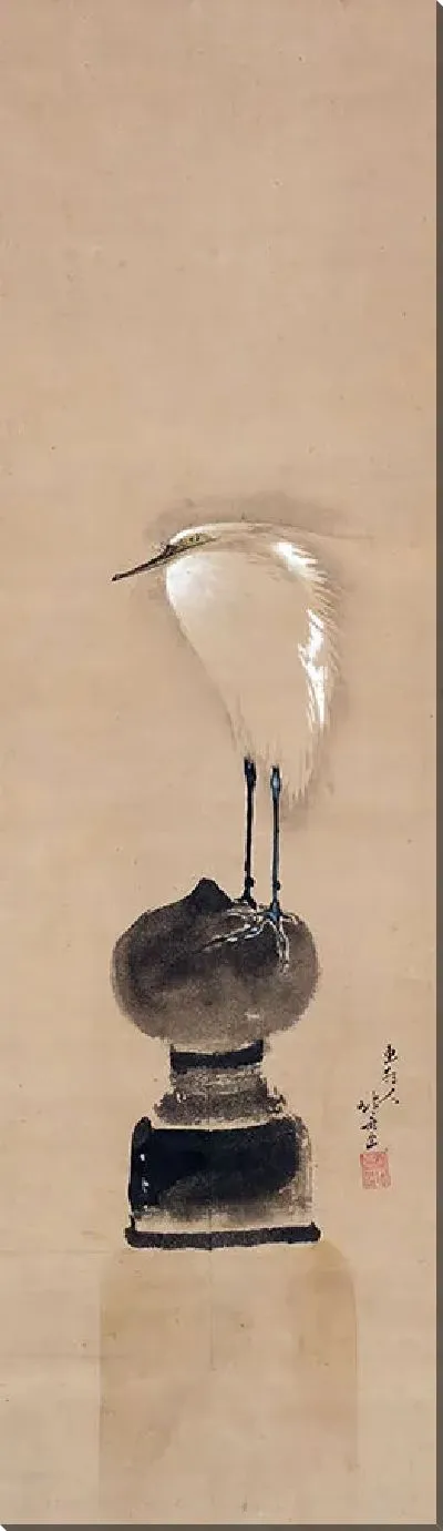 Картина Цапля на столбе моста