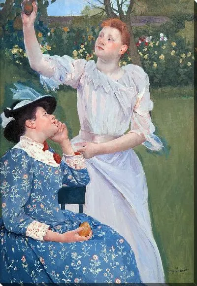 Картина Молодые женщины собирают фрукты