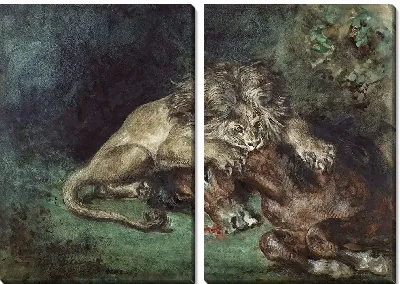 Картина Лев, пожирающий лошадь