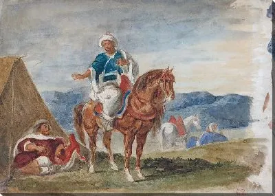 Картина Три арабских всадника в лагере